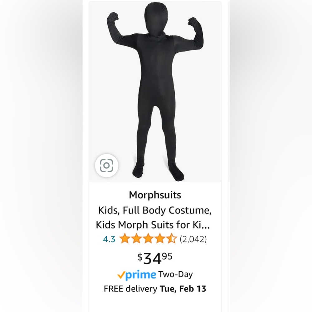 Zentai Morphsuit. Unisex. Teen size medium.